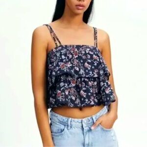 Zara floral ruffle crop top NWT